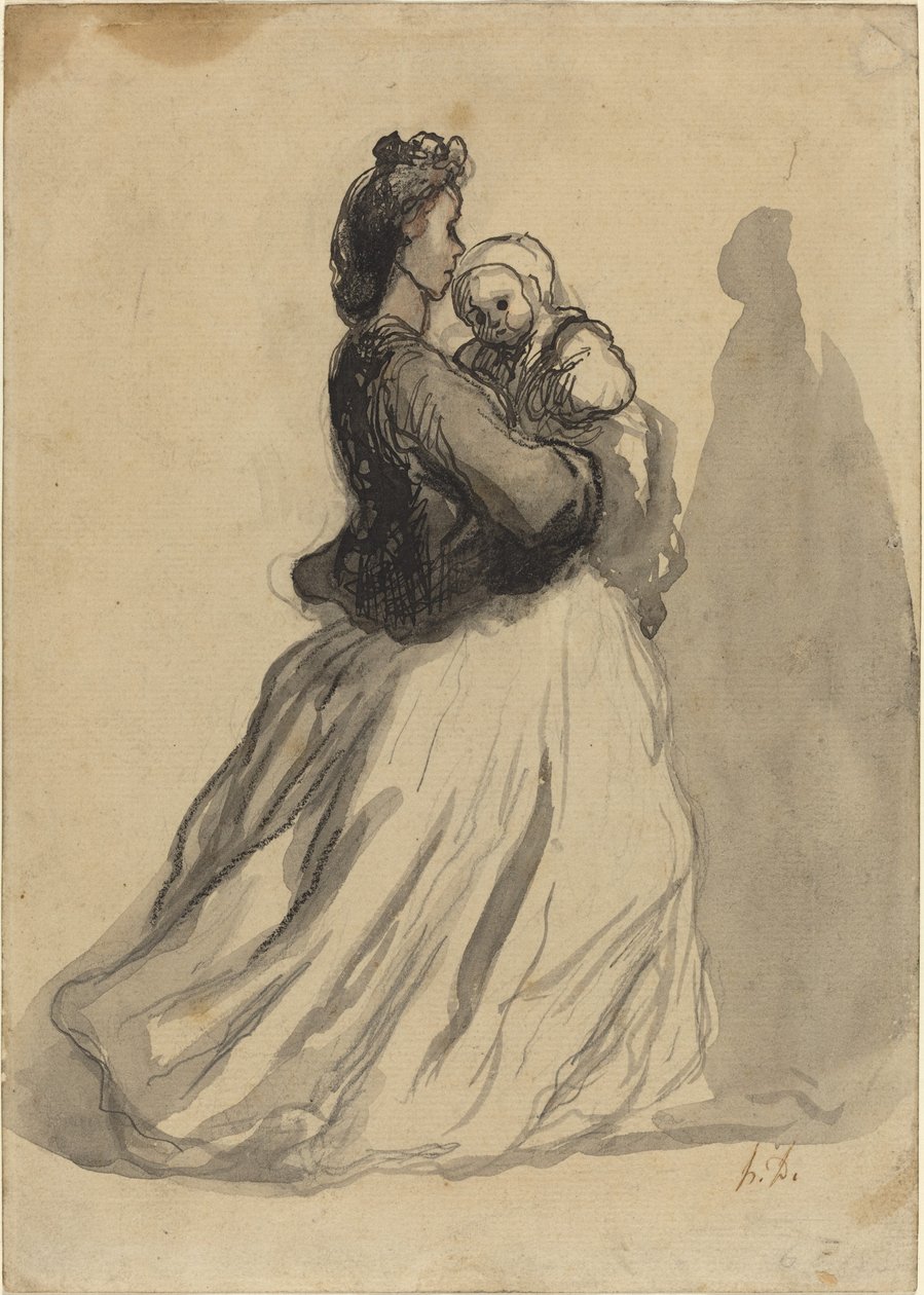 Mor og Baby af Honoré Daumier