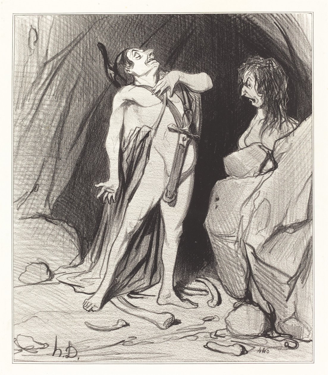 Ødipus ved Sfinxen af Honoré Daumier