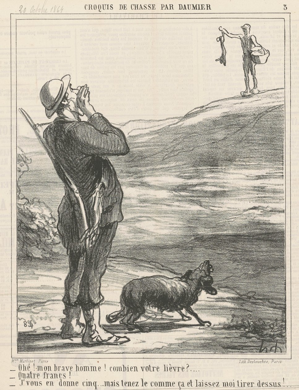 Hej! ... Hvor meget din hare? ... af Honoré Daumier