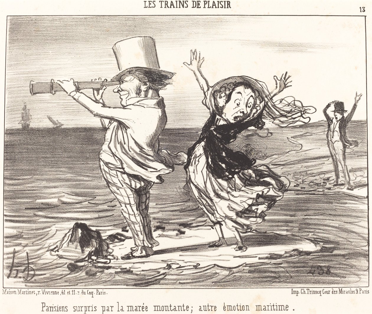 Parisere overrasket over tidevandet... af Honoré Daumier