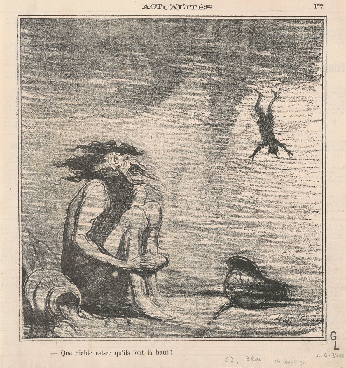 Hvad fanden laver de deroppe! af Honoré Daumier