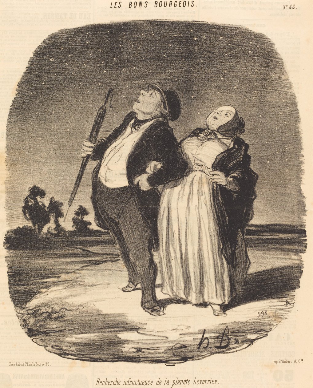 Mislykket søgning efter planeten Leverrier af Honoré Daumier