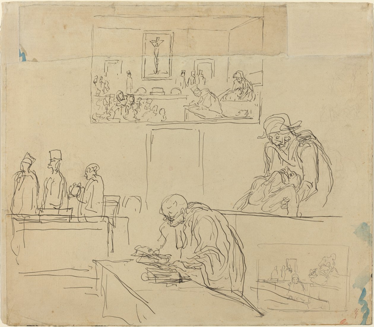 Tribunalets scene (dommen) af Honoré Daumier
