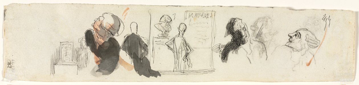 Skitser af forskellige figurer (verso) af Honoré Daumier