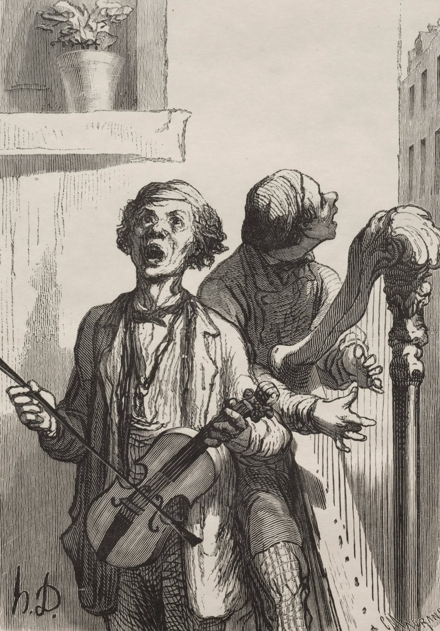 The Singers: Street Singers. af Honoré Daumier