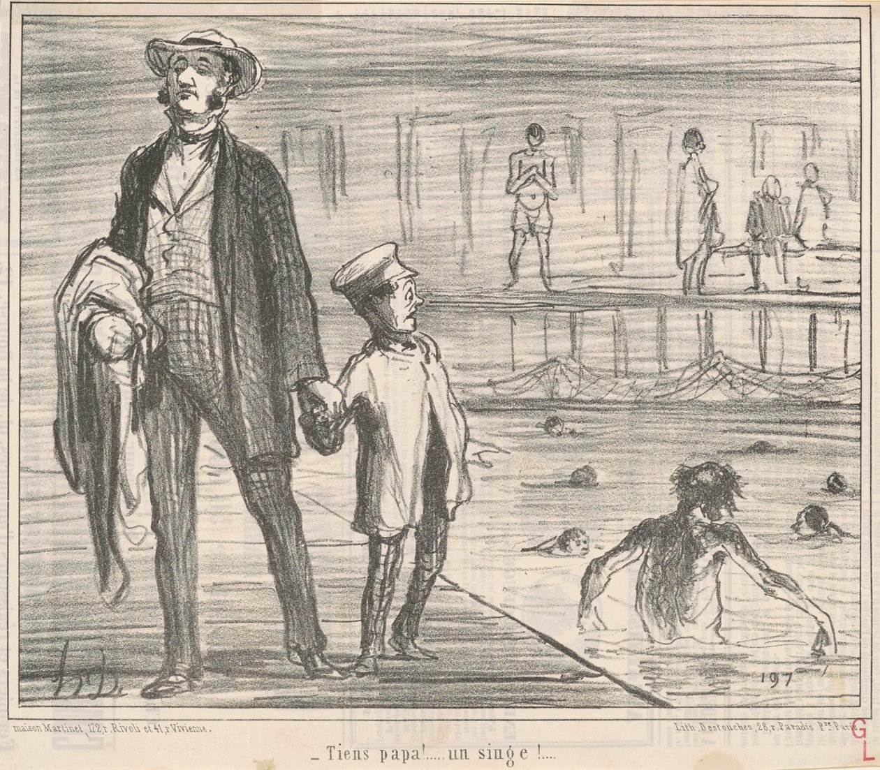 Her far! ... en abe! ... af Honoré Daumier