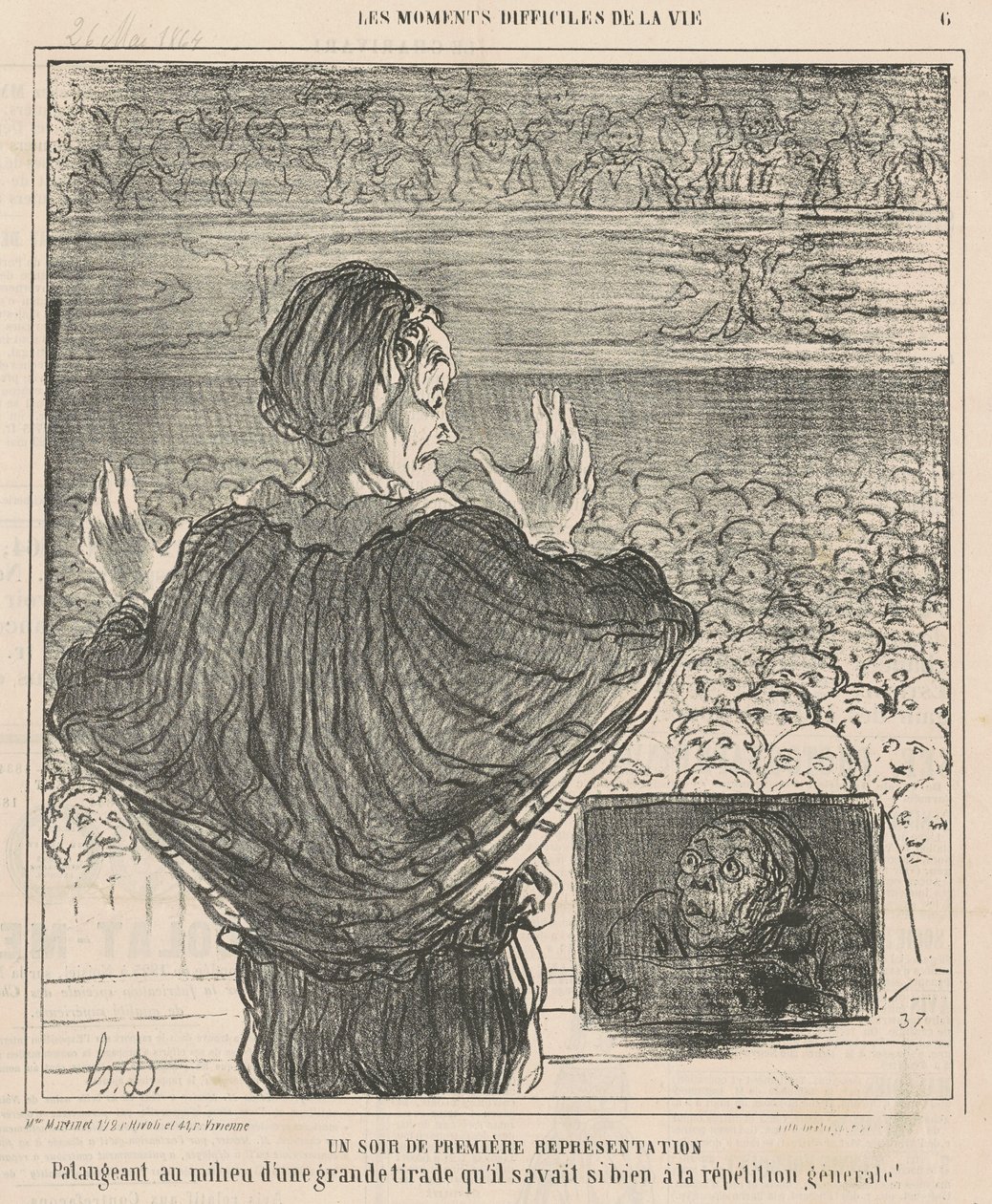 En første forestillingsaften af Honoré Daumier