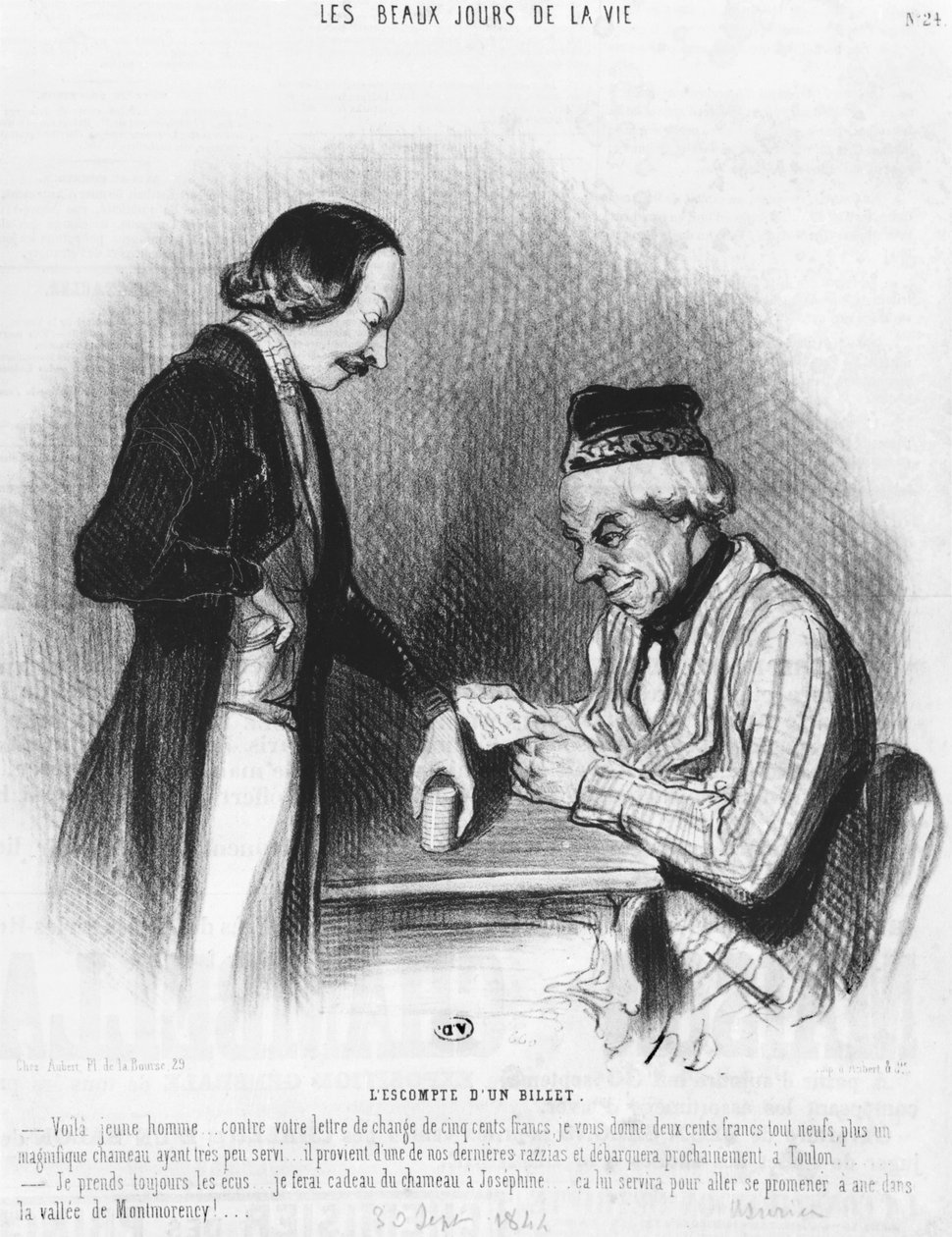 Nedsættelse af en seddel, 30. september 1844 af Honoré Daumier