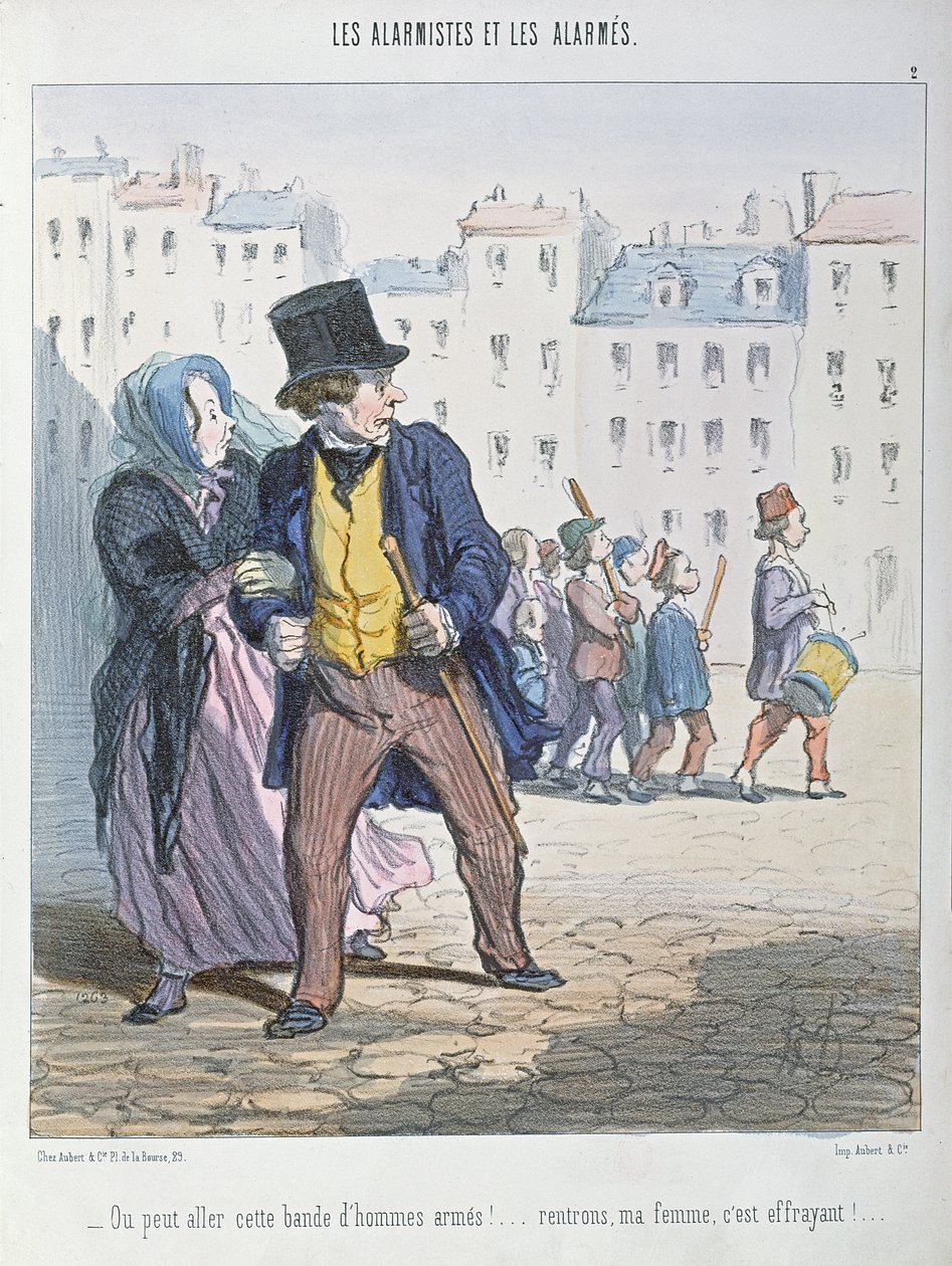 Alarmisterne og de alarmerede, 1848 af Honoré Daumier