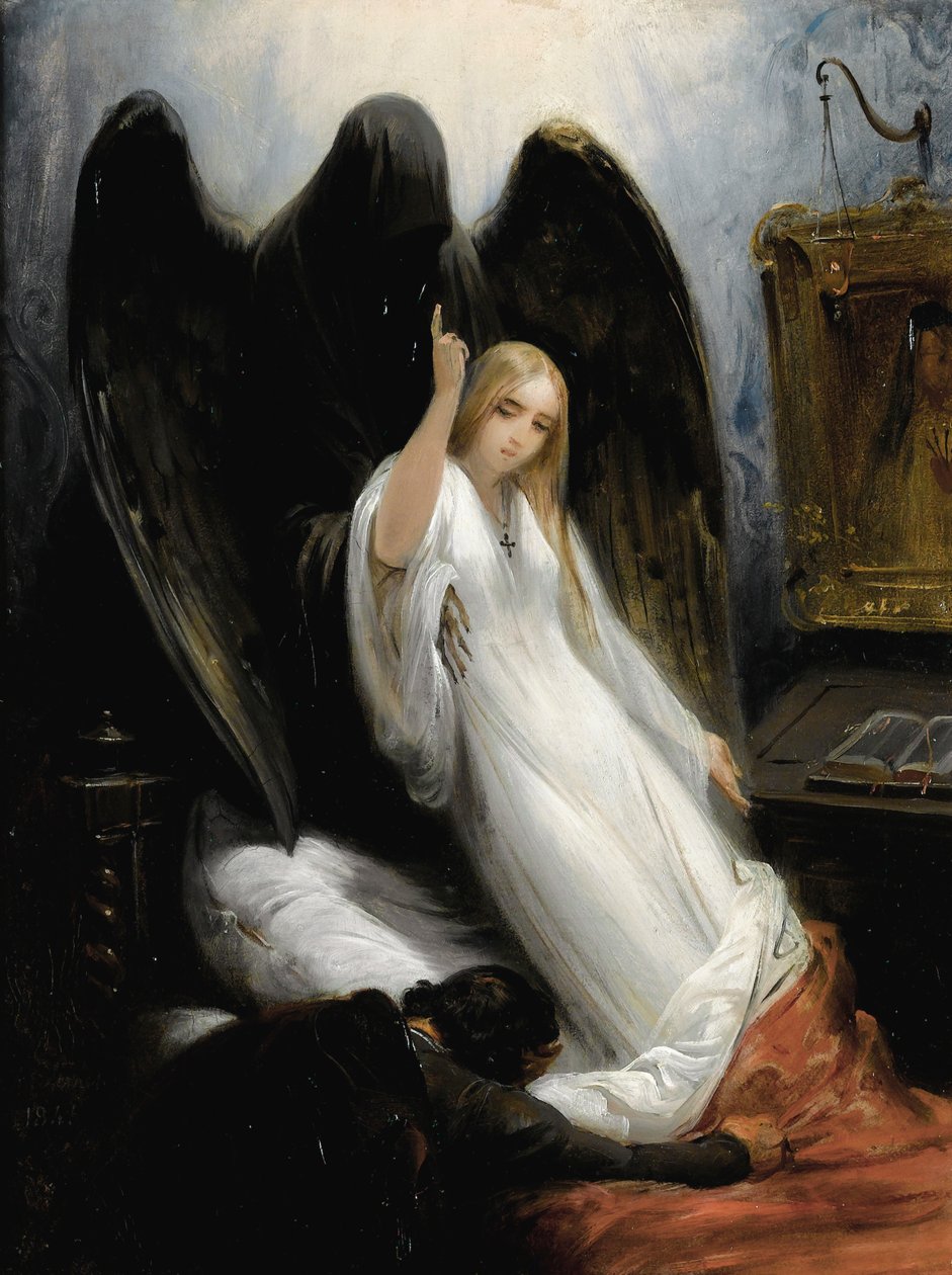 Studie af dødens engel af Emile Jean Horace Vernet