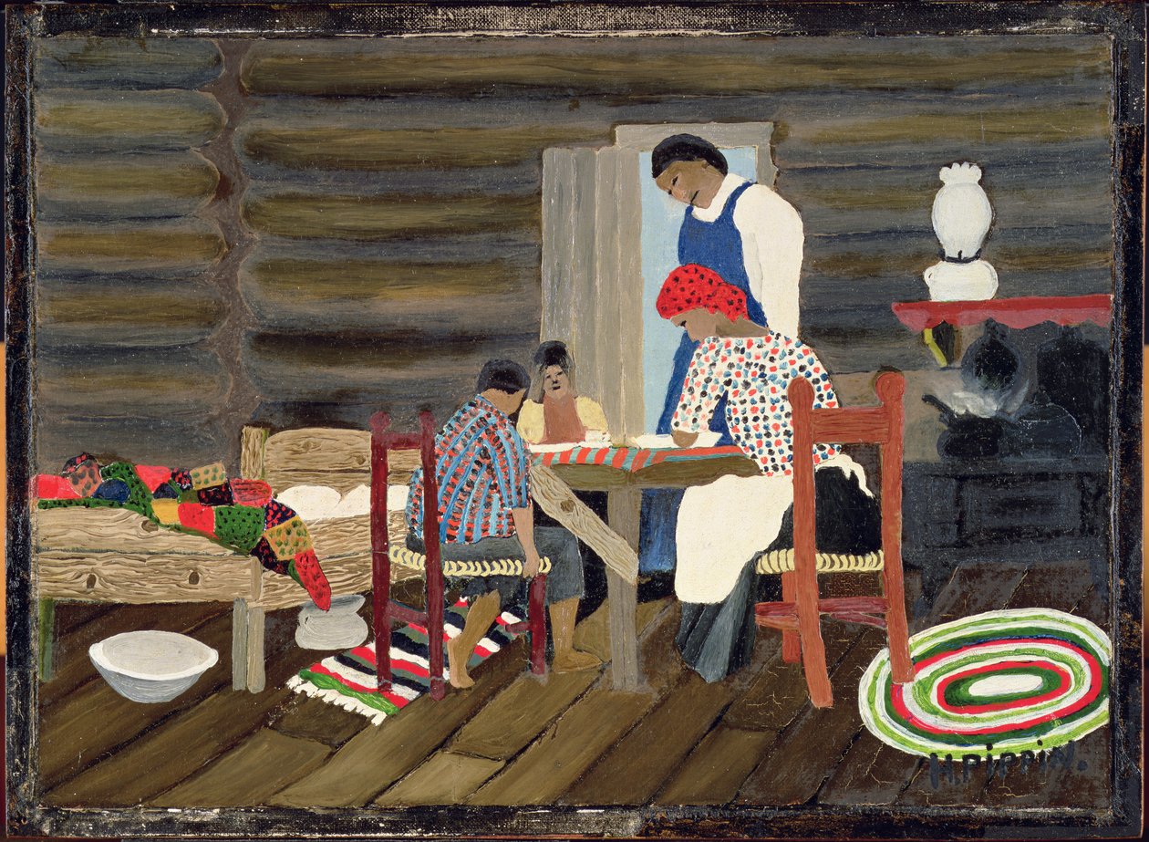 Giving Thanks, ca. 1942 (olie på panel) af Horace Pippin