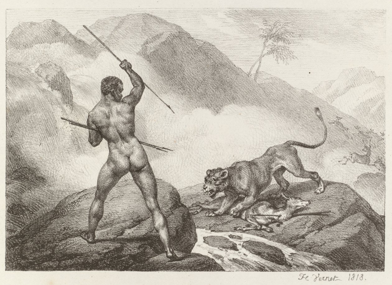 afrikansk jæger af Emile Jean Horace Vernet