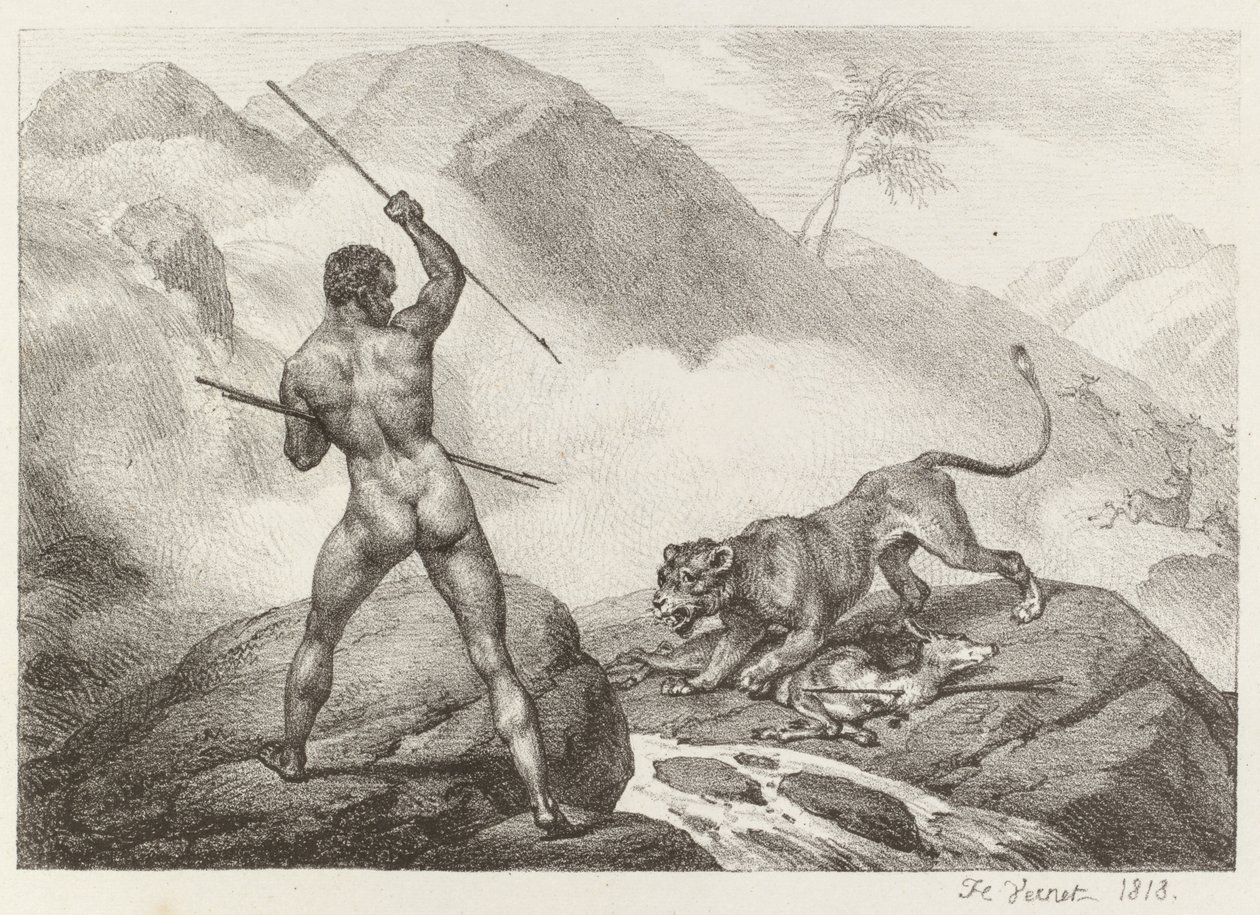 Afrikansk jæger Afrikansk jæger, 1818. af Emile Jean Horace Vernet