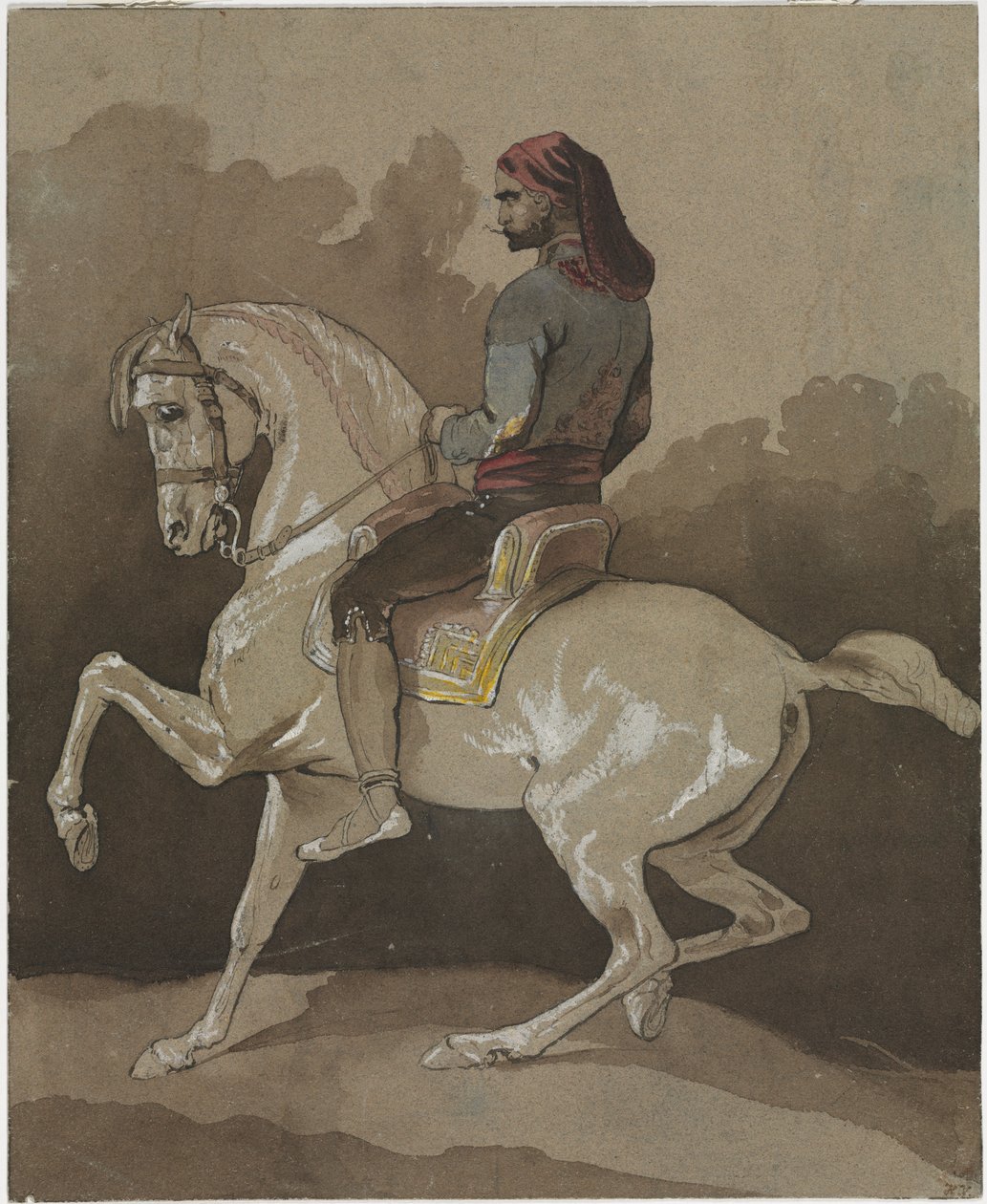 Araber til hest af Emile Jean Horace Vernet