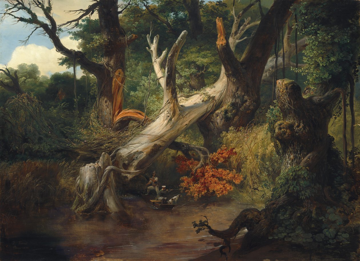Jagt i de pontinske moser af Emile Jean Horace Vernet