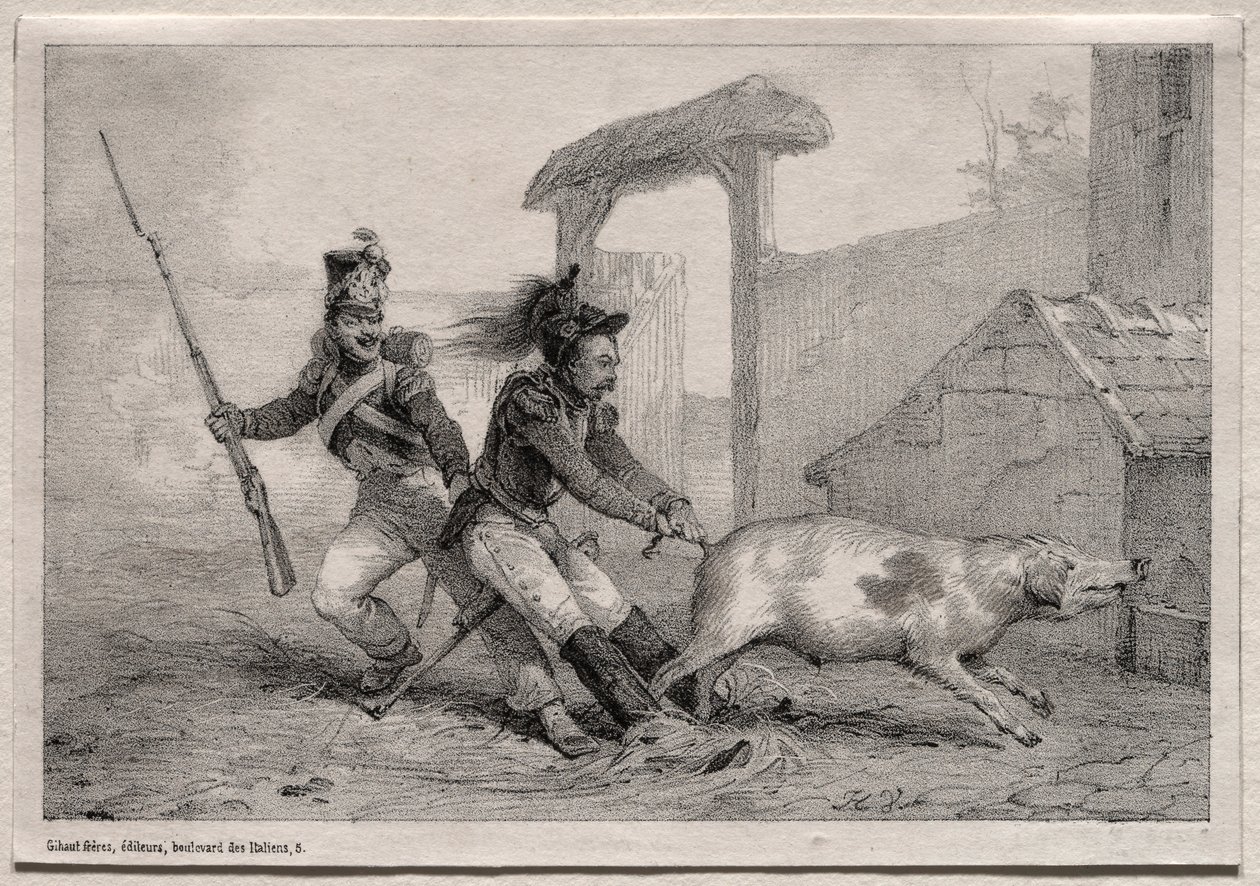 Marauders, hold fast. af Emile Jean Horace Vernet