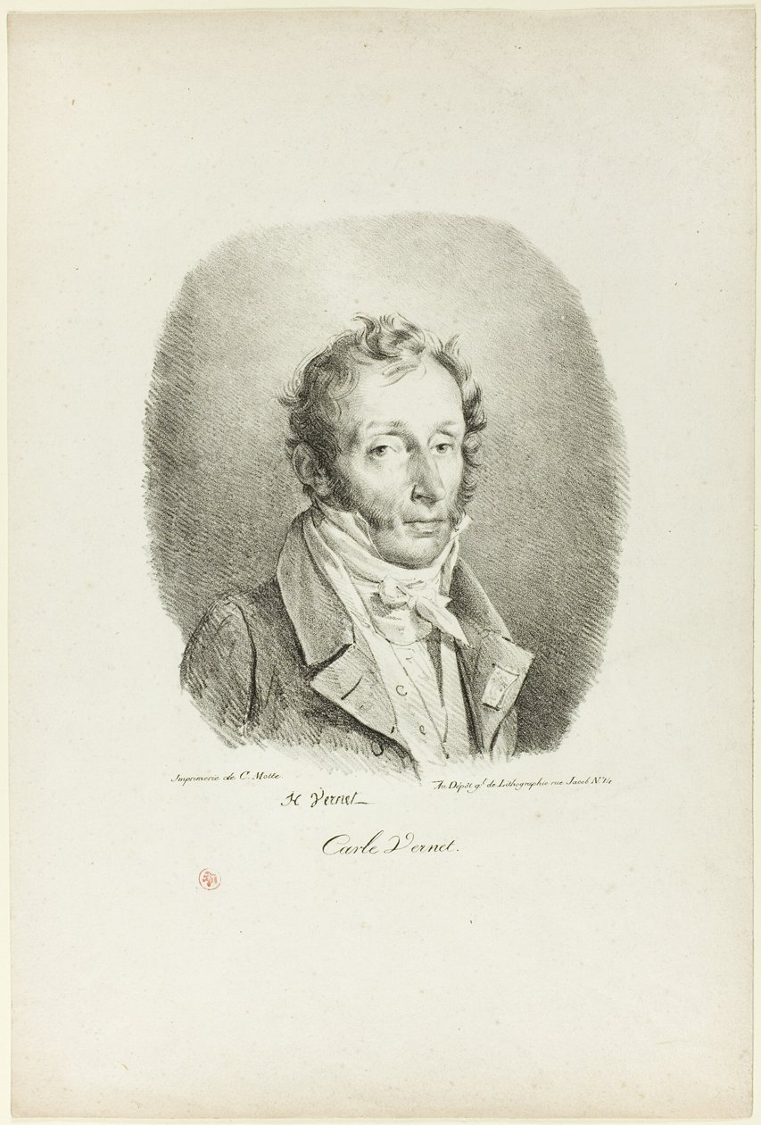 Portræt af Carle Vernet af Emile Jean Horace Vernet
