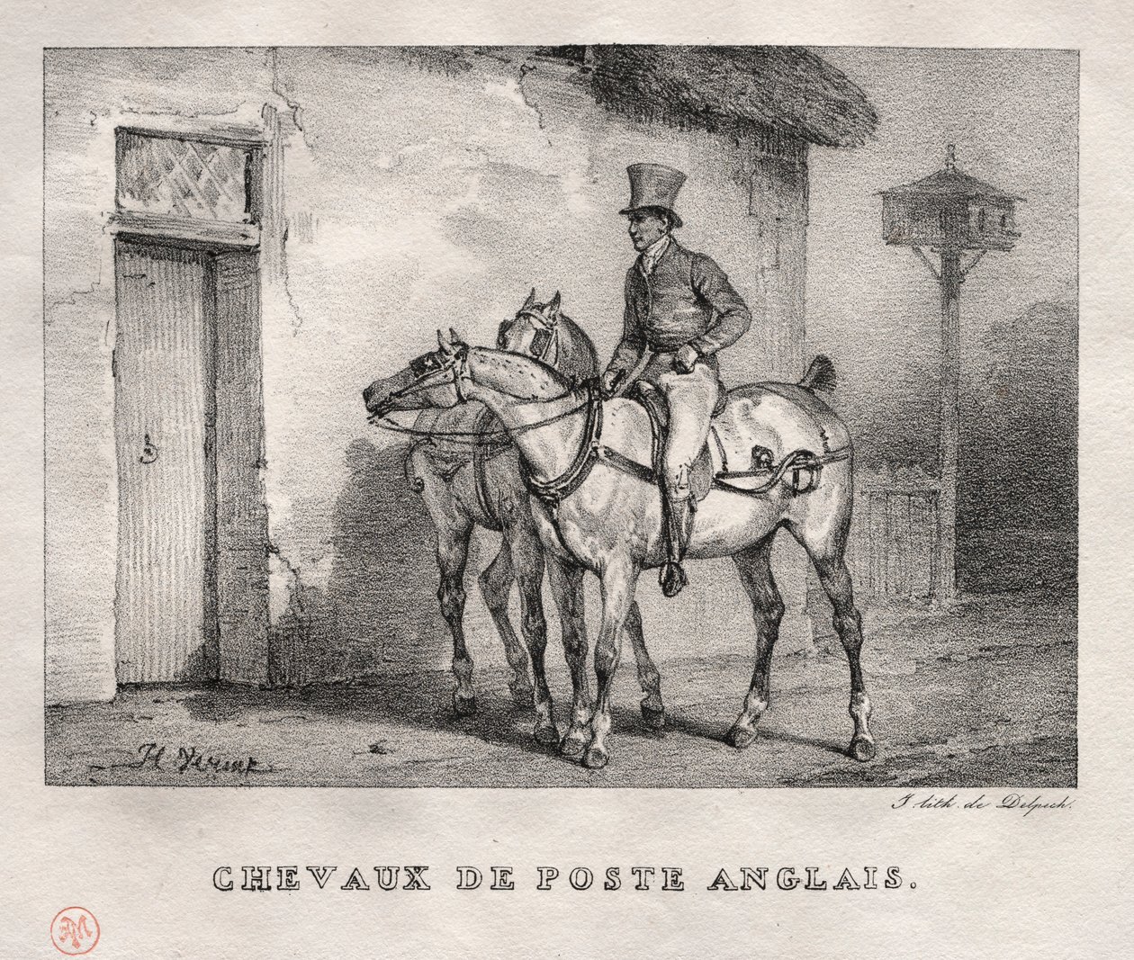 Postheste, 1823. af Emile Jean Horace Vernet