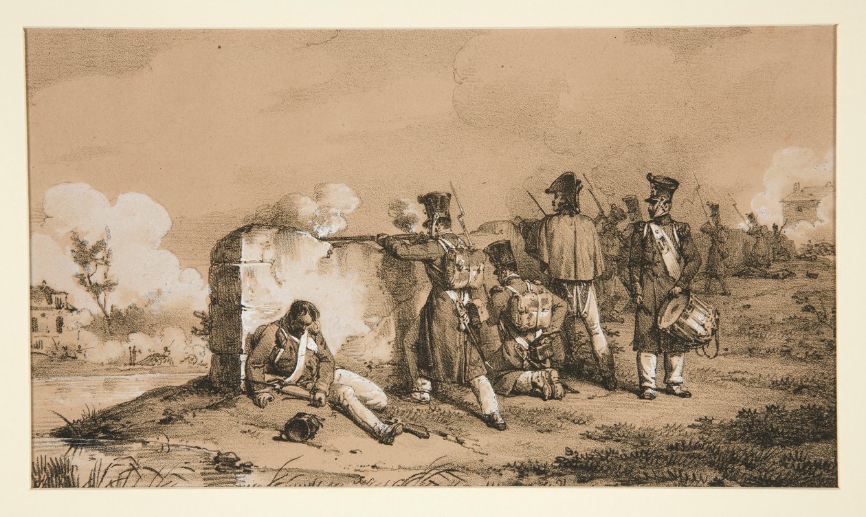 Soldater i træfninger af Emile Jean Horace Vernet