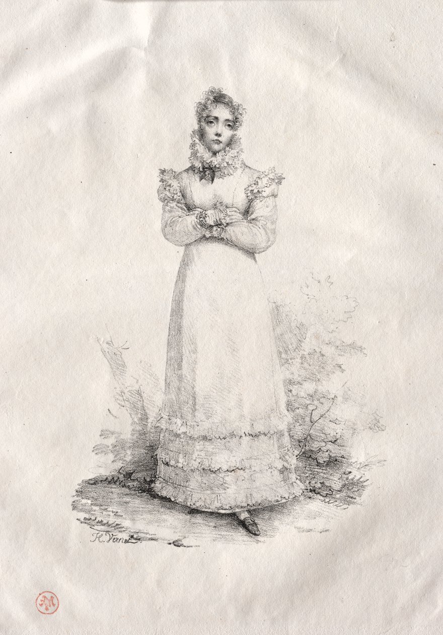 Ung kvinde stående af Emile Jean Horace Vernet