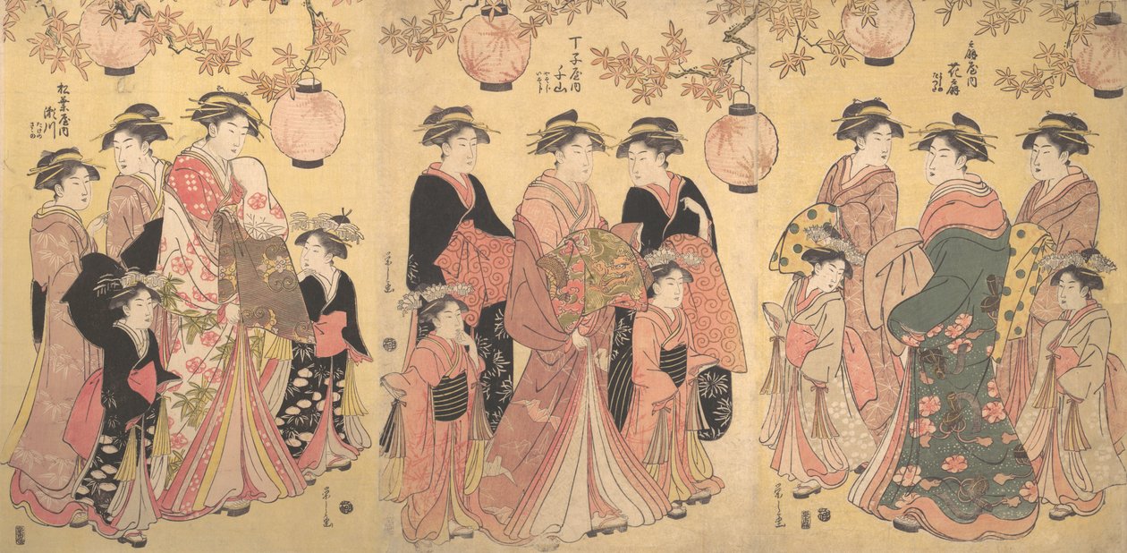 Yoshiwara-paraden i efteråret, ca. 1793. af Hosoda Eishi