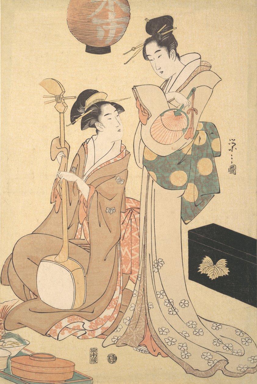 To Geisha, ca. 1792. af Hosoda Eishi