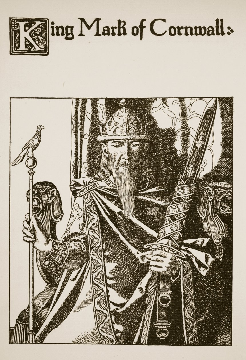 Kong Mark af Cornwall, illustration fra "Historien om Mesterne fra det runde bord af Howard Pyle