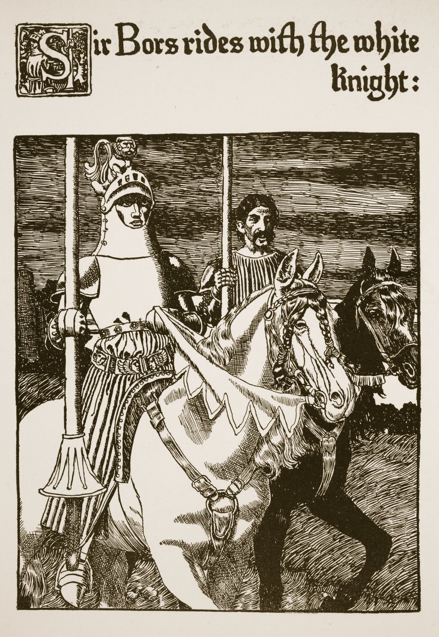 Sir Bors rider med den hvide ridder, illustration fra 