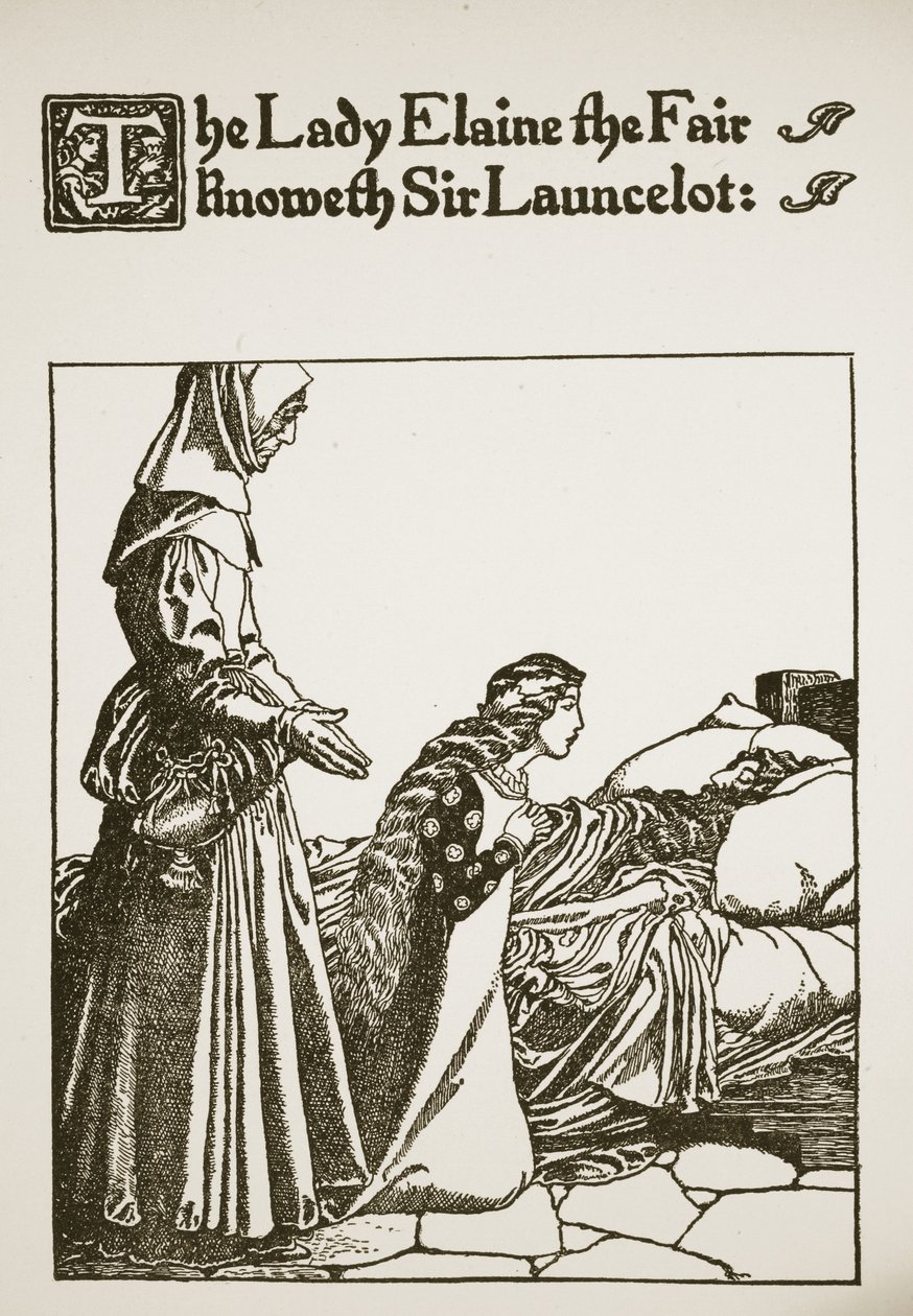 Lady Elaine the Fair kender Sir Launcelot, illustration fra 