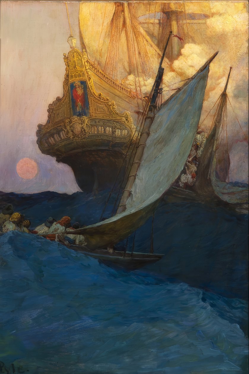 Et angreb på en galeon af Howard Pyle