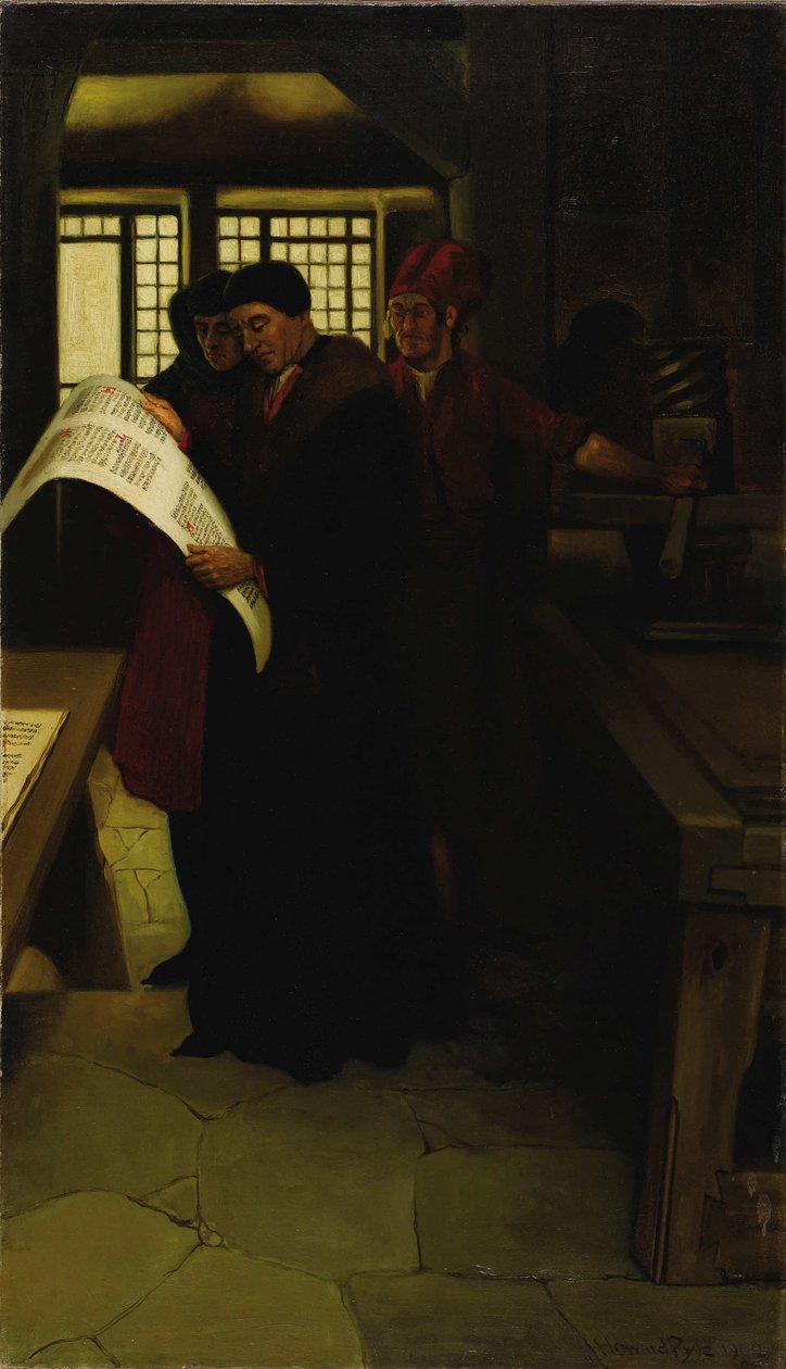 Gutenberg ved pressen, 1902. af Howard Pyle