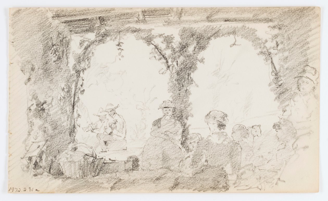 Uden titel (siddende figurer og musikere) af Howard Russell Butler