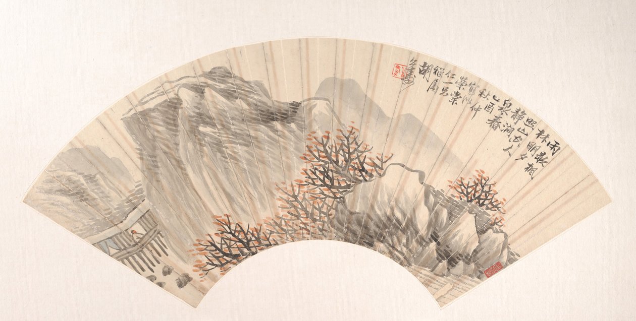 Landskab, dateret 1885. af Hu Yuan
