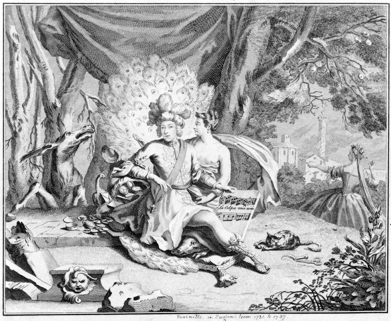Satire over en kastratsanger, 1730-40 af Hubert Francois Gravelot