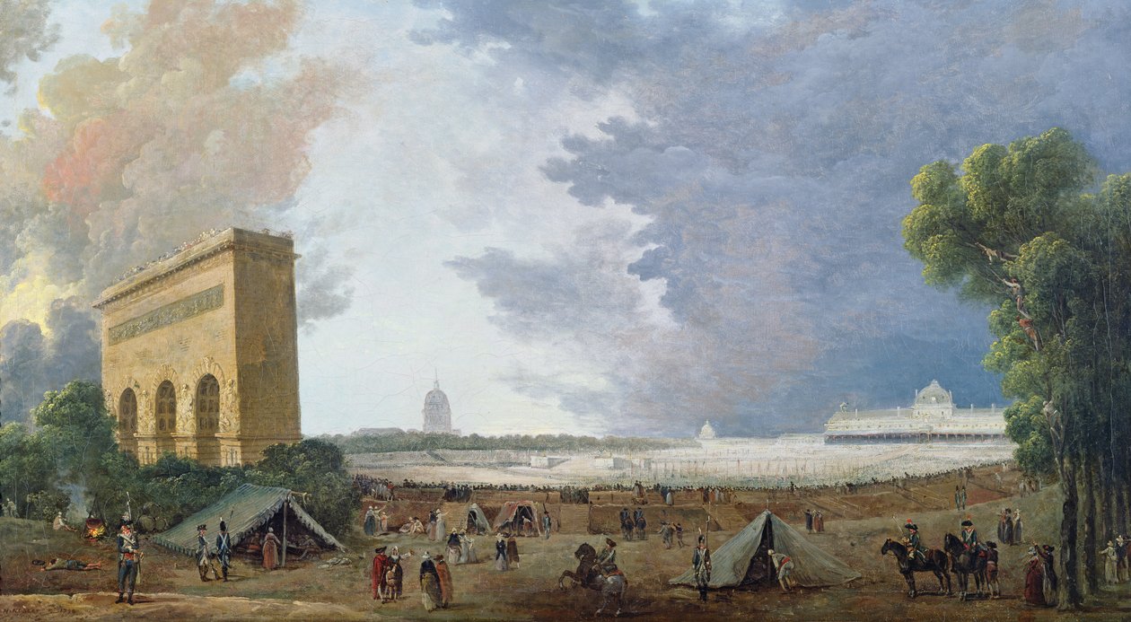 Fête de la Fédération på Champ de Mars, 14. juli 1790 af Hubert Robert