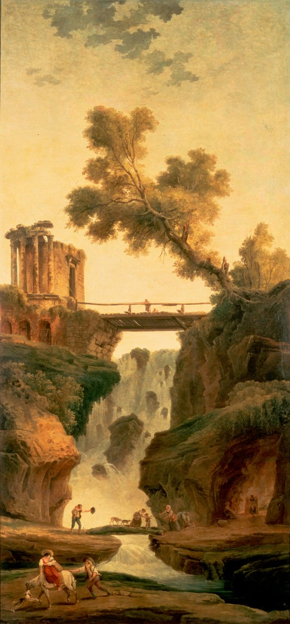Landskab med et vandfald af Hubert Robert