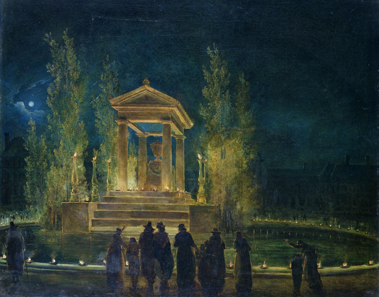 Jean Jacques Rousseaus cenotaf (1712-78) i Tuilerierne, Paris, 1794 af Hubert Robert