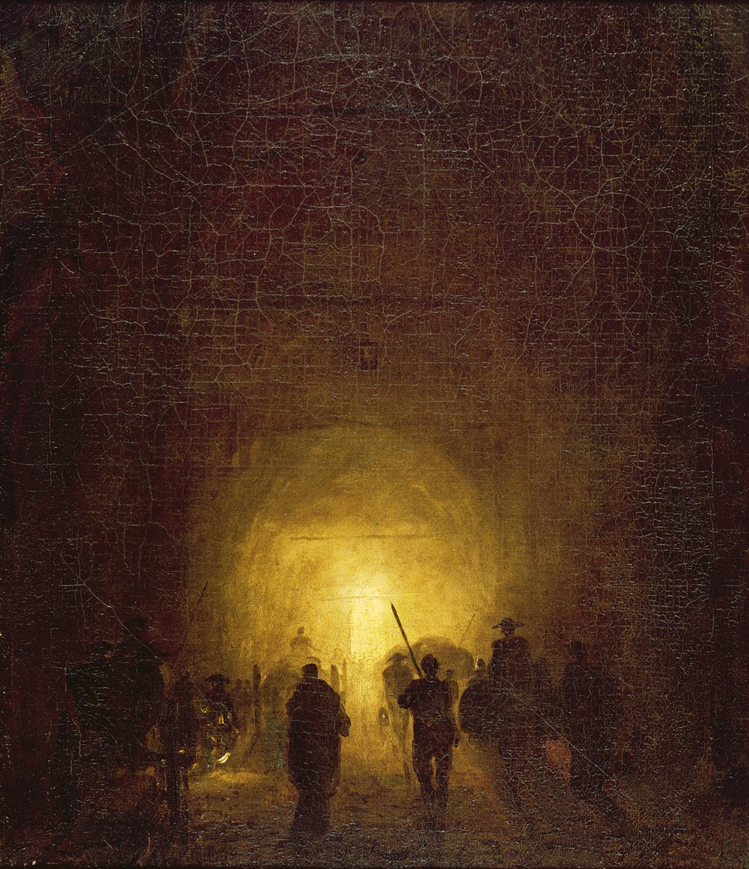 Posillipo-grotten i Napoli af Hubert Robert