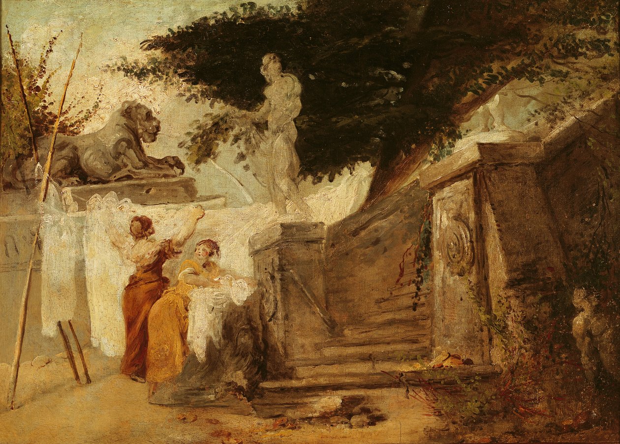 Vaskekoner i en have, c.1756-61 af Hubert Robert