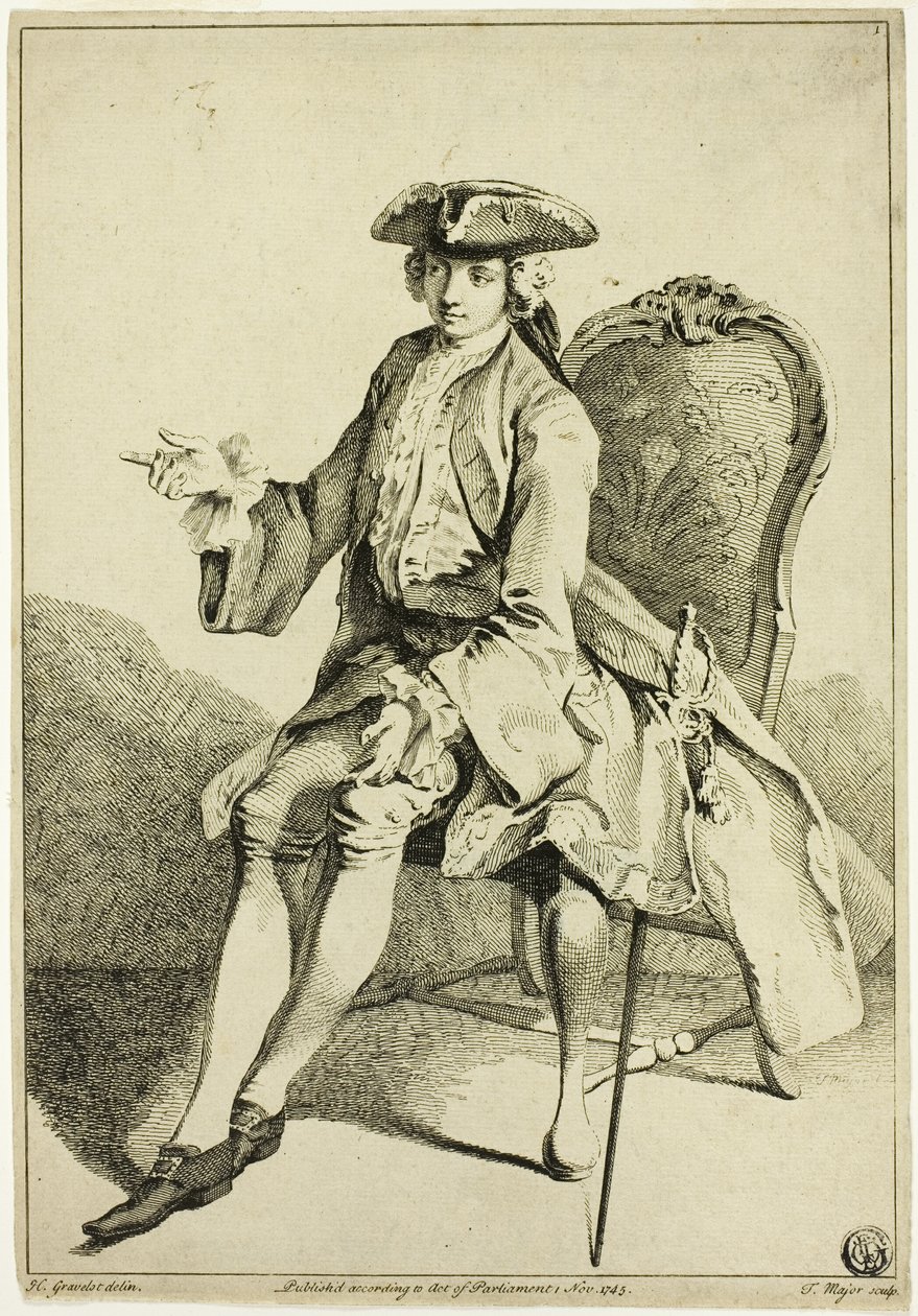 Ung Seigneur siddende af Hubert Francois Gravelot