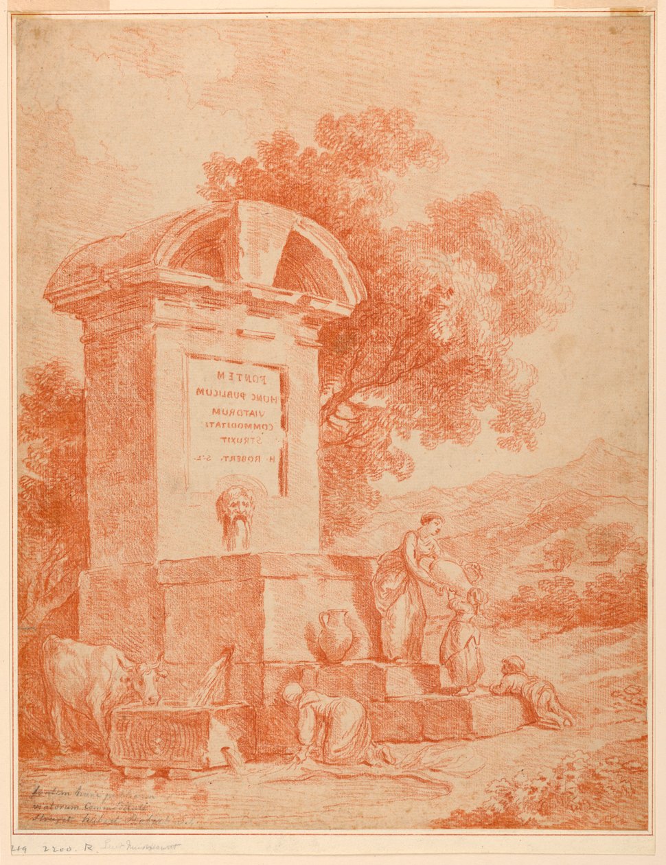 En romersk springvand (modsikker) af Hubert Robert