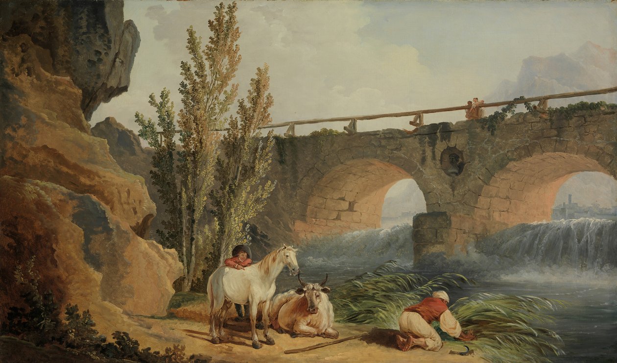 Bro over en kaskade. af Hubert Robert