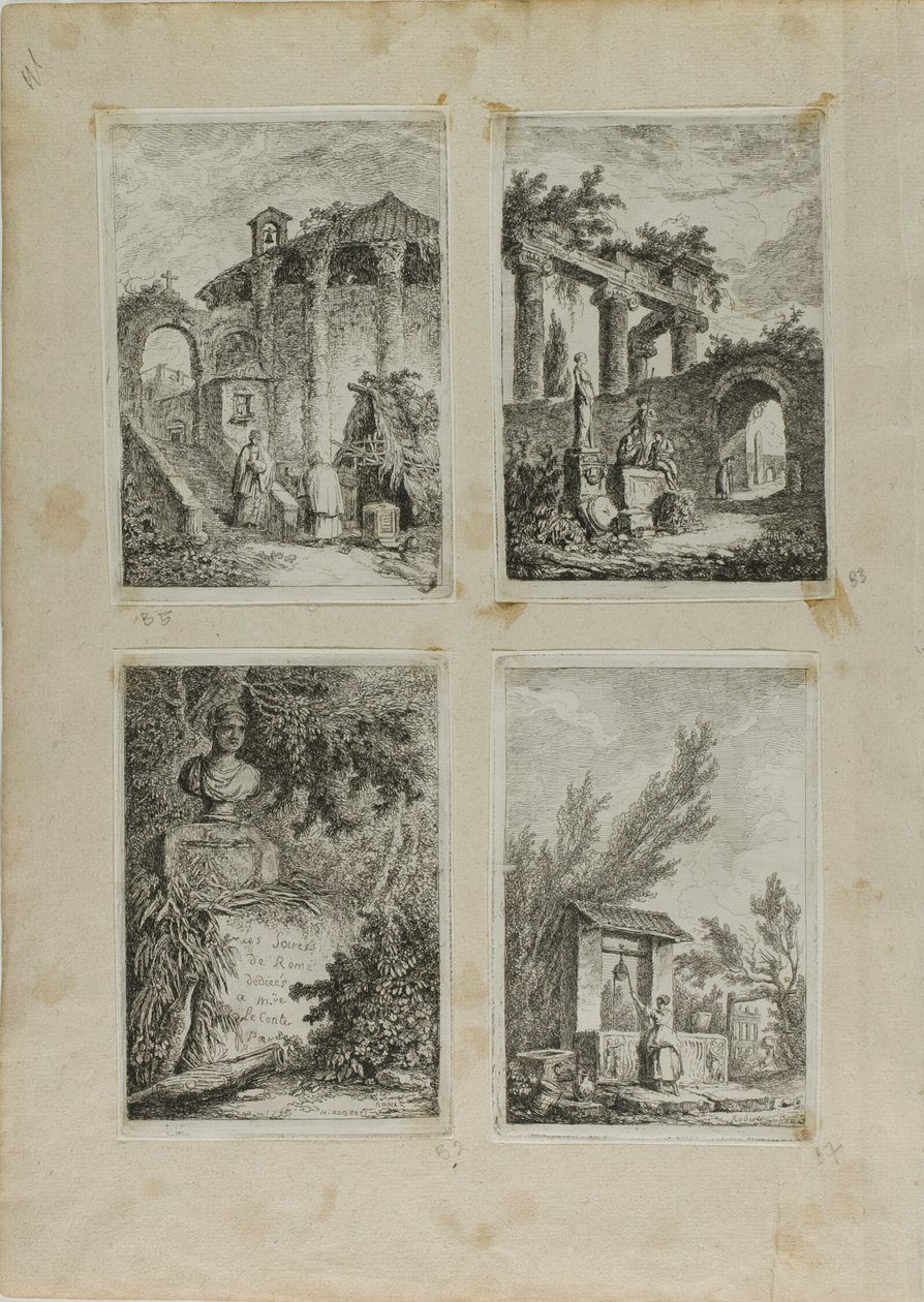 Aftener i Rom af Hubert Robert