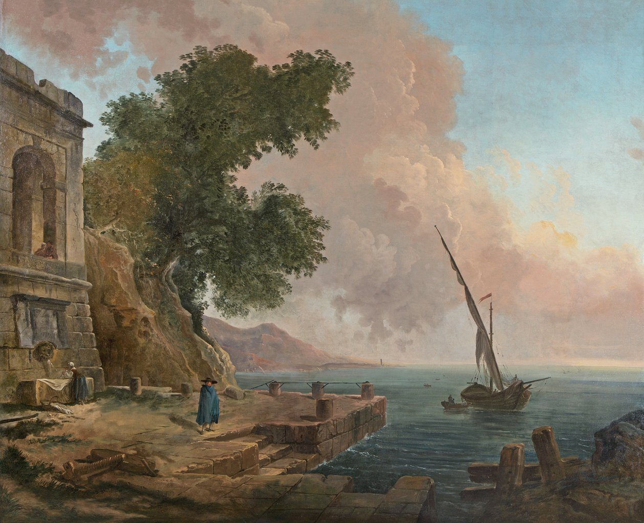 Fransk: Embarcadère méditerranéen af Hubert Robert