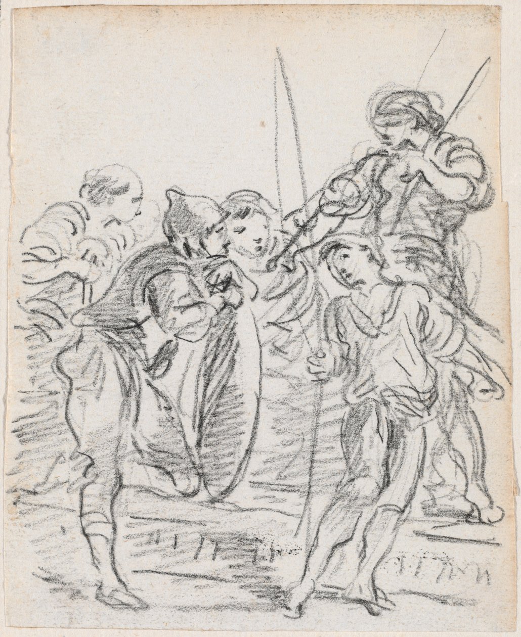 Gruppe af mandlige figurer i samtale af Hubert Robert