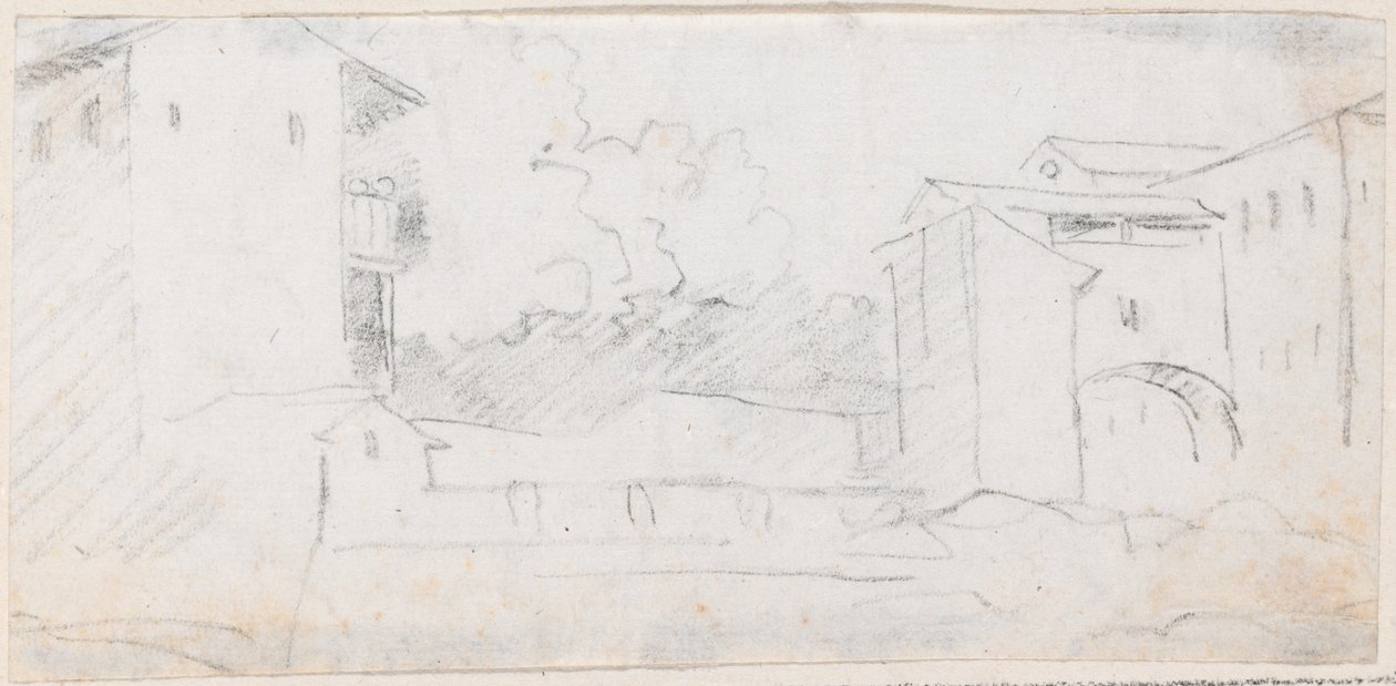 Italiensk byscene af Hubert Robert