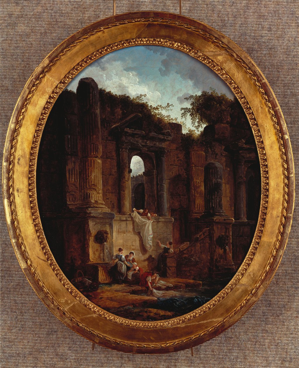 Landskab med ruiner (olie på lærred) af Hubert Robert