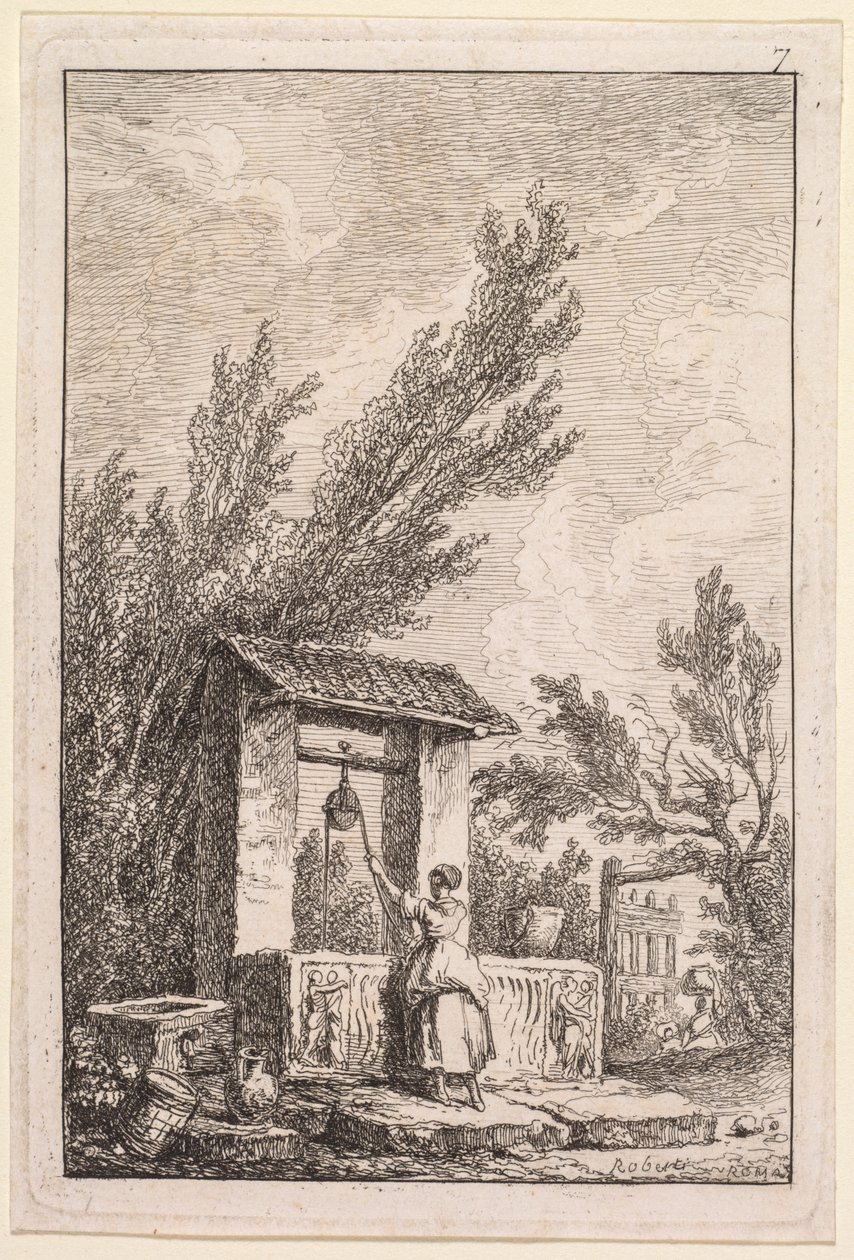Roms aftener: Brønden, 1763-1764. af Hubert Robert