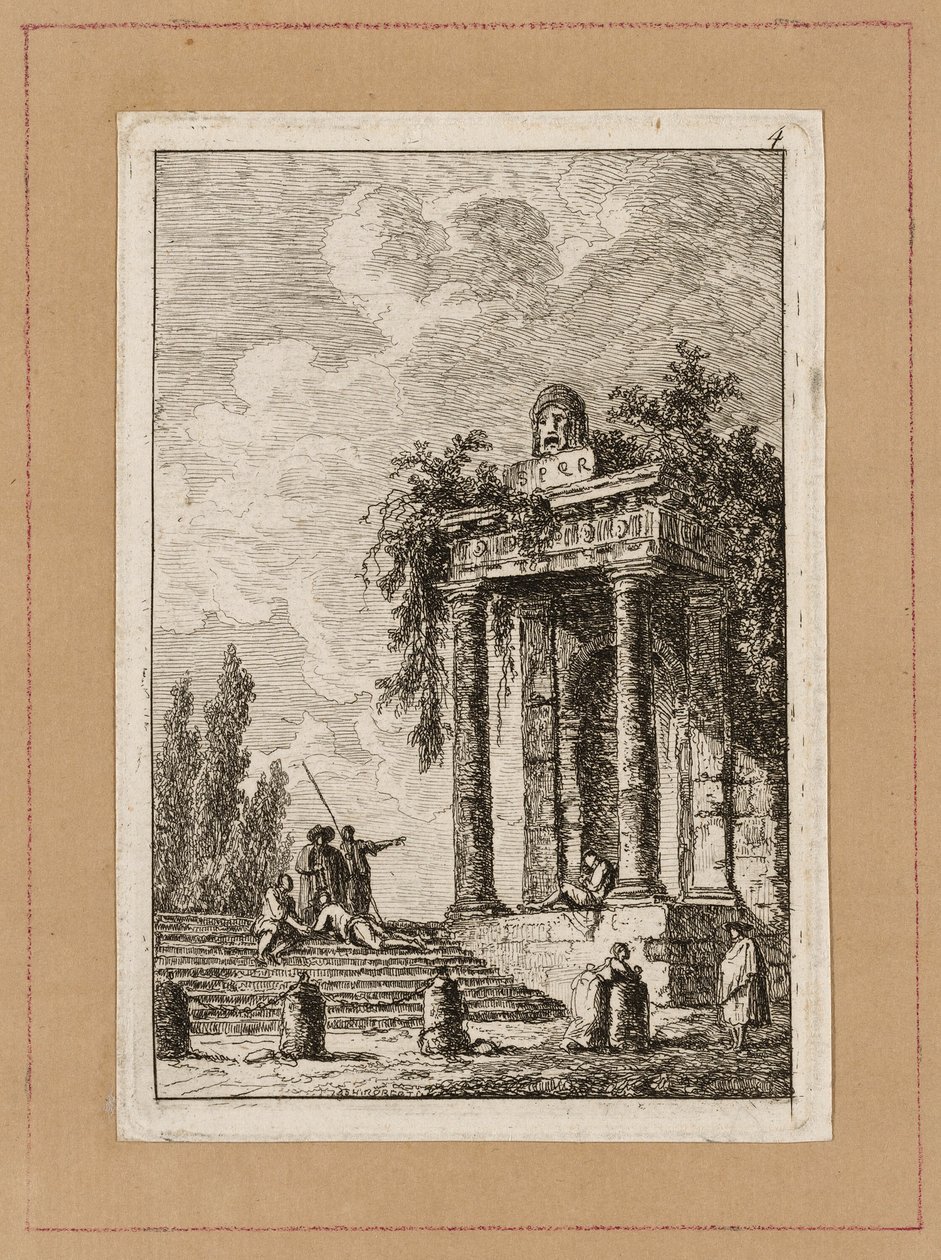 Tallerken fire fra Aftener i Rom af Hubert Robert
