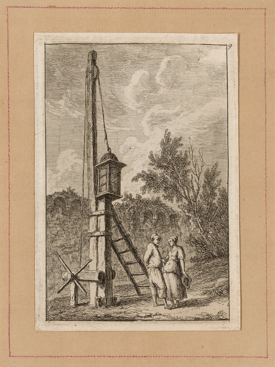 Tallerken ni fra Aftener i Rom af Hubert Robert